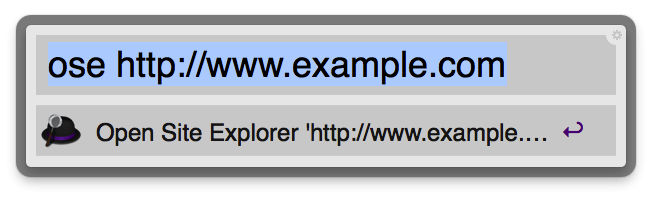 Alfred Open Site Explorer shortcut