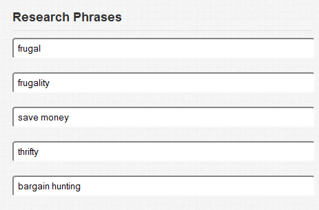 Choose your research phrases for link prospector carefully