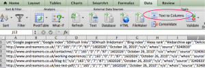 Transform text into column with Excel